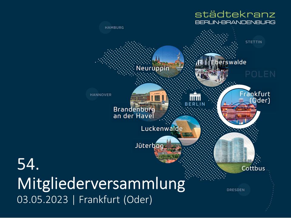 54. Mitgliederversammlung des Städtekranz Berlin-Brandenburg in Frankfurt (Oder) Titelgrafik zur 54. Mitgliederversammlung des Städtekranz Berlin-Brandenburg in Frankfurt (Oder)