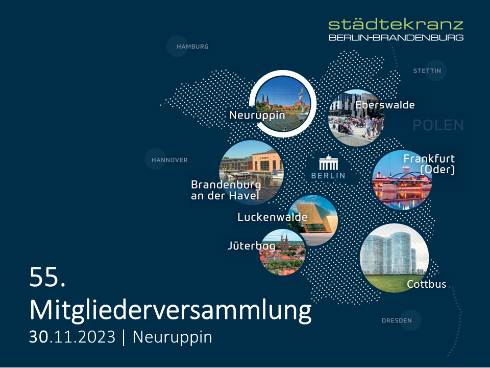 55. Mitgliederversammlung des Städtekranz Berlin-Brandenburg in Neuruppin Titelgrafik zur 55. Mitgliederversammlung des Städtekranz Berlin-Brandenburg in Neuruppin